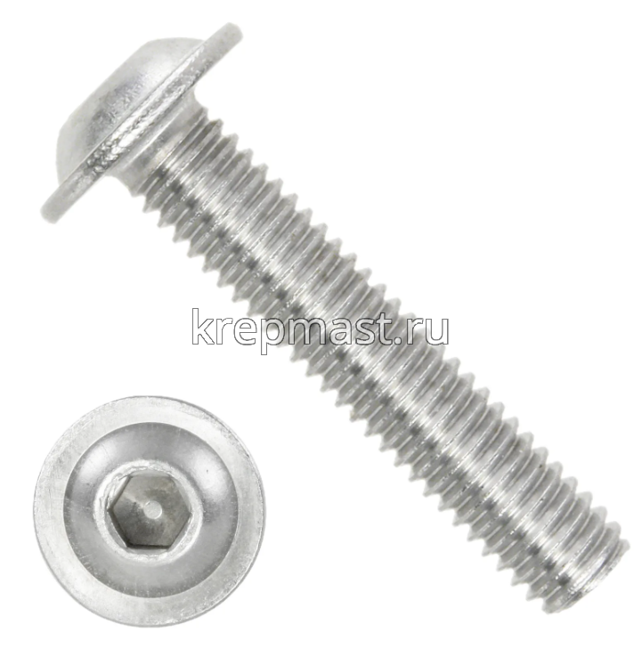 Винт  ISO 7380-2 с внутр.шестигр. (полукруг)  нерж.А2