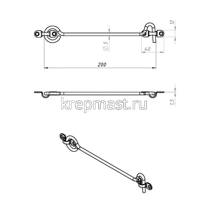 Крючок ветровой КР-200 цинк
