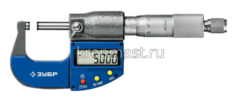 Микрометр Зубр "ЭКСПРЕСС" глад.мех. МК 25, диапазон 0-25мм шаг 0,01мм