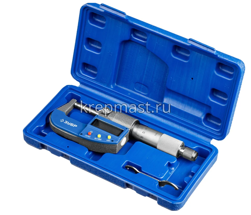 Микрометр Зубр "ЭКСПРЕСС" глад.мех. МК 25, диапазон 0-25мм шаг 0,01мм
