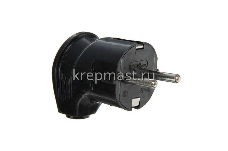 Вилка штепс. угловая с/з 16А черн