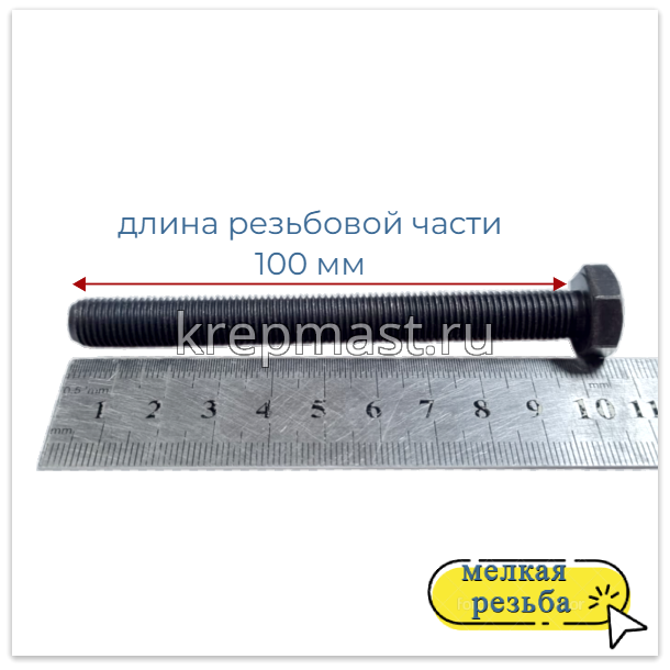 Болт DIN 961 10х100х1,25 кл.пр. 8,8 ЧЕРНЫЙ п/р с мелкой резьбой