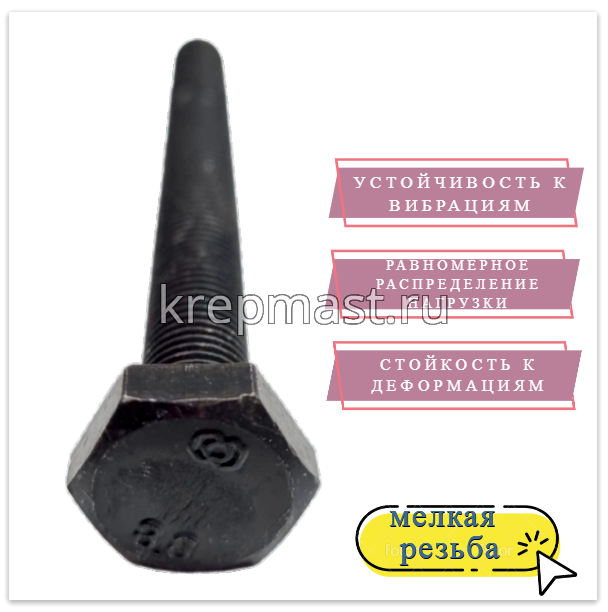 Болт DIN 961 10х100х1,25 кл.пр. 8,8 ЧЕРНЫЙ п/р с мелкой резьбой