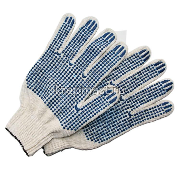 Перчатки 5-ниточные х/б ПВХ
