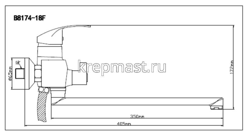 Смеситель д/ванны B8174-18F латунь