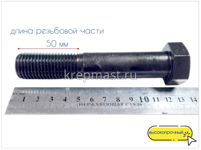 Болт 22х120 кл.пр.10,9 черный н/р DIN 931