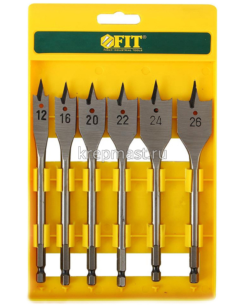 Набор сверел по дереву 6шт перьевых FIT