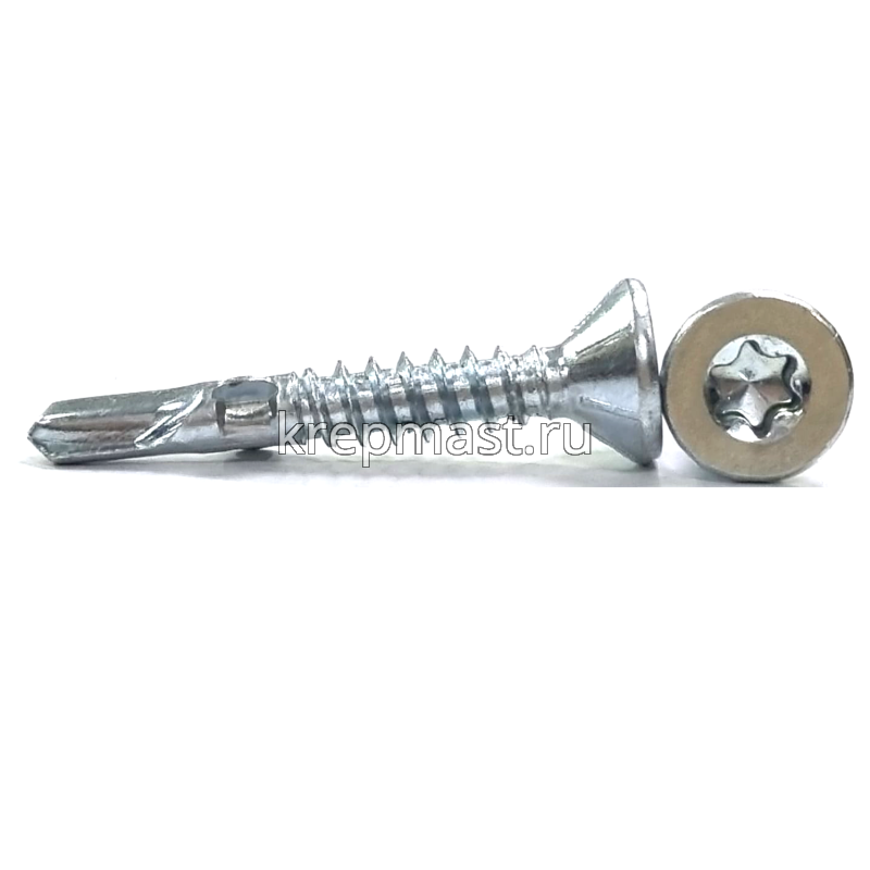 Саморез кров. ТХ25 с УШКАМИ б/шайбы DIN 7504 P 4,8х32 потай. - сверло оцинк.