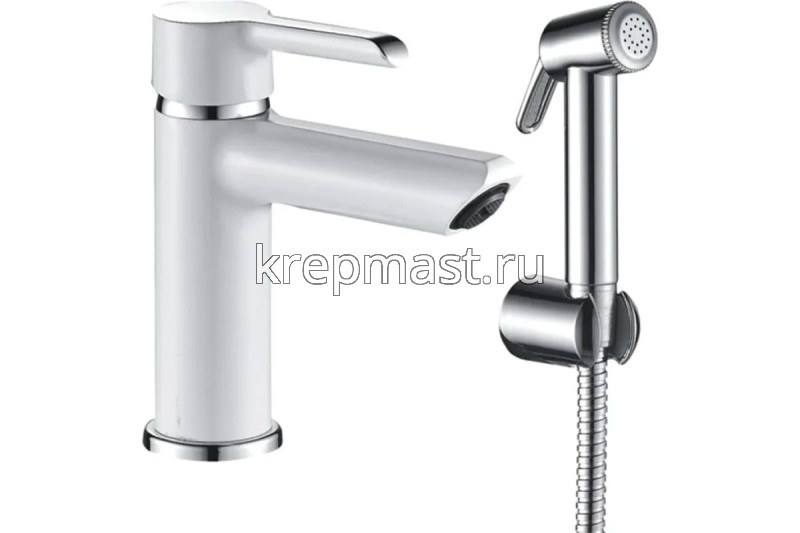 Смеситель д/умывальника Y 19155-7 с гигиен.душем белый (35мм)