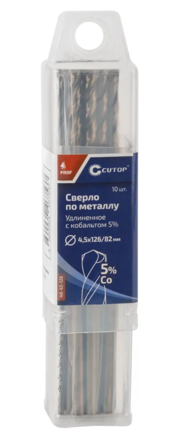 Cверло по металлу КОБАЛЬТ Long 4,5х 126мм