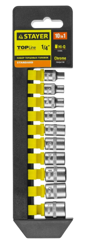 Набор STAYER головок торцевых 1/4" (4-13мм) 10пред.