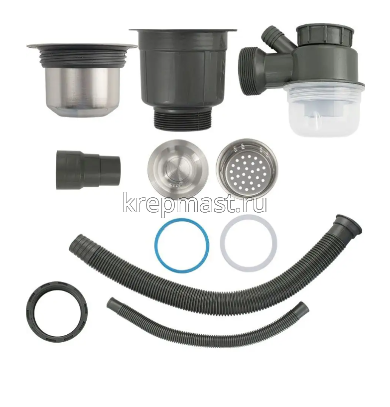 Сифон FABIA PROFI (8733) для кух.мойки больш.горлов. с переливом, с отв.подслив шланг